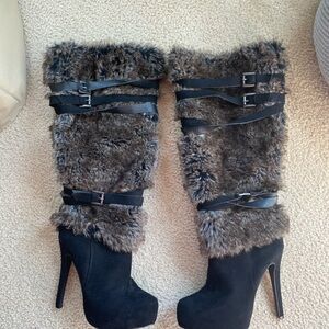 Sexy fur boot heels size 9.5